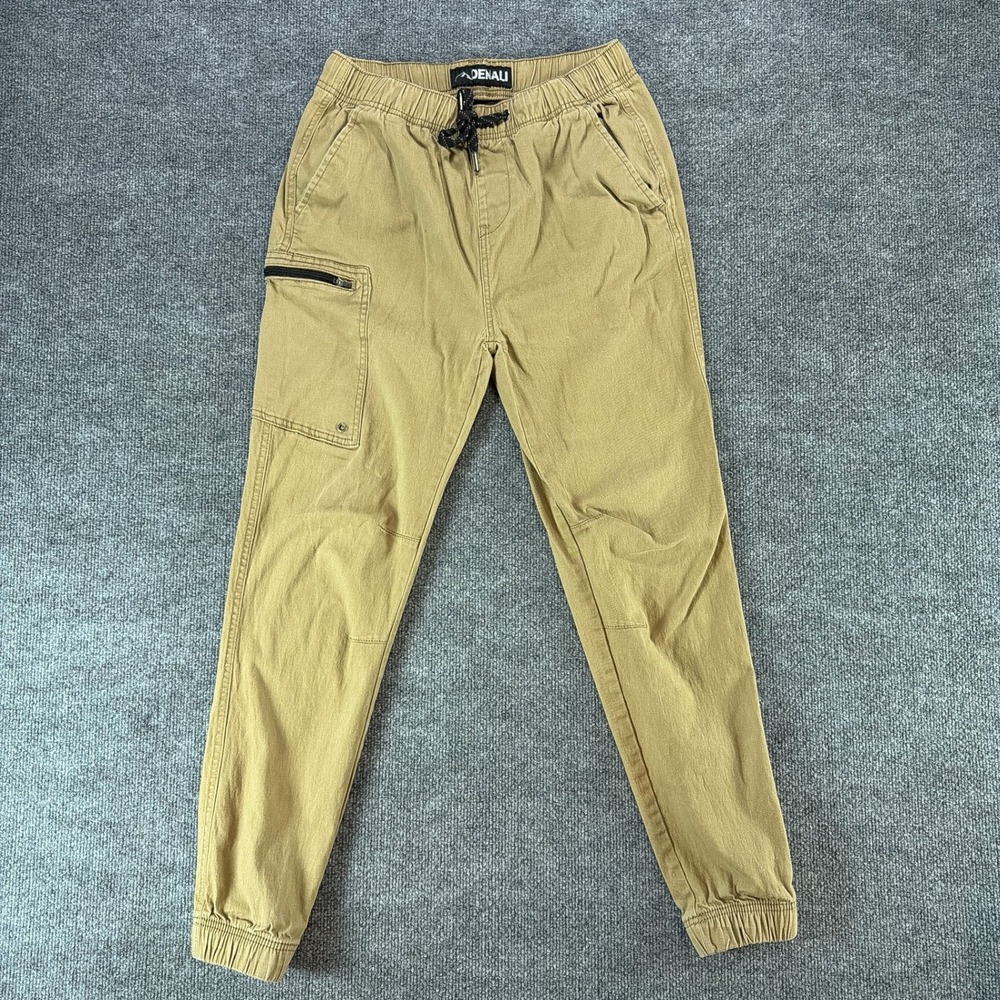 Denali Mens Tan Khaki Cargo Jogger Pants Elastic Waist Gorpcore Hiking Sml 29-31